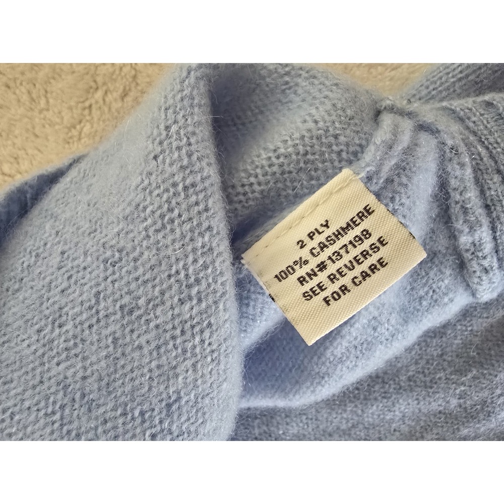 Belle France Womens 100% Cashmere Sweater Size Meduim Solid Blue - Picture 6 of 7